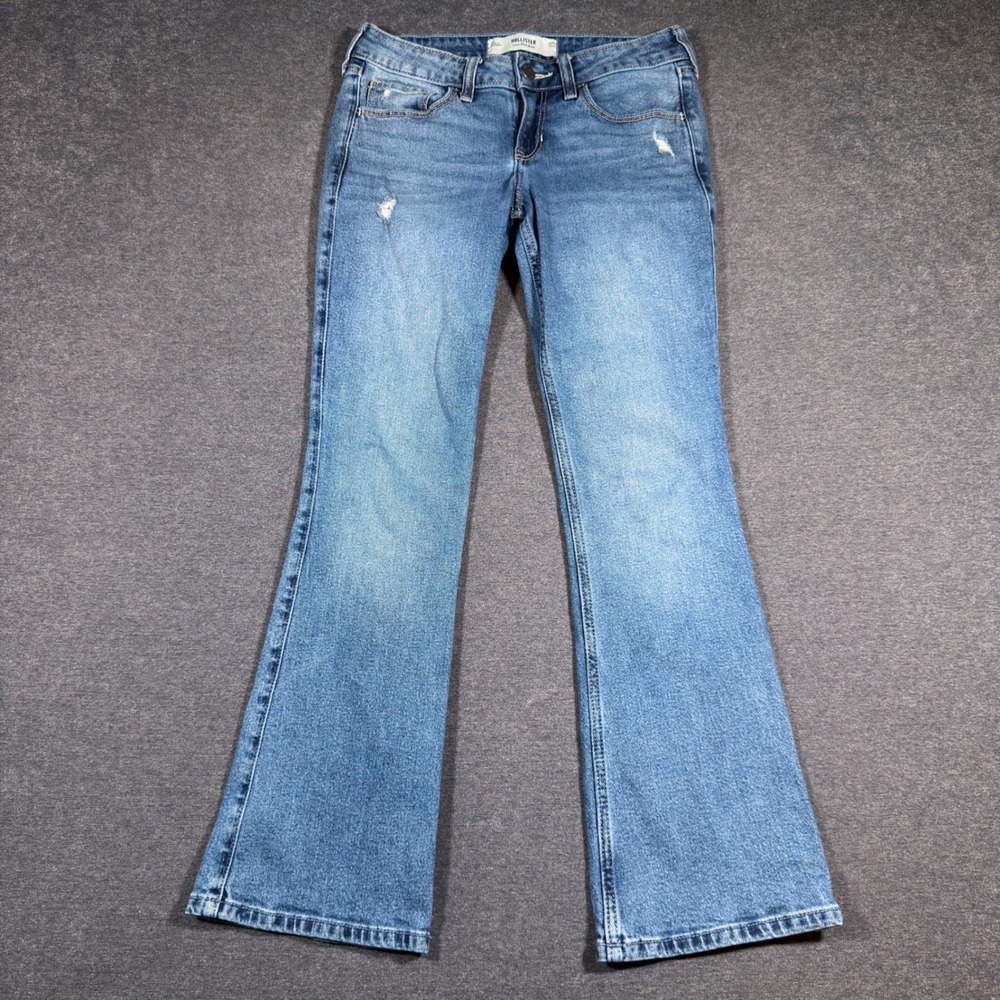 Hollister Jeans Womens 2S W26 Blue Low‎ Rise Bootcut Distressed Stretch Denim